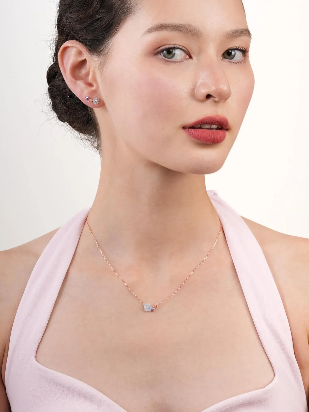 Blue Cluster Flower Necklace – Aquamarine & Tanzanite