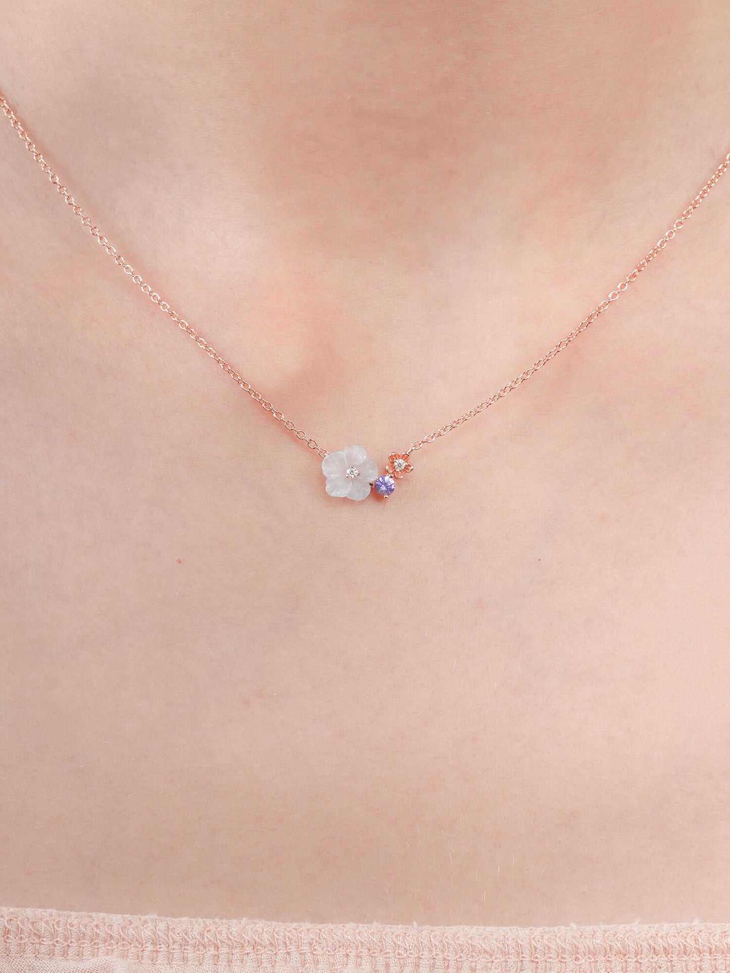 Blue Cluster Flower Necklace – Aquamarine & Tanzanite