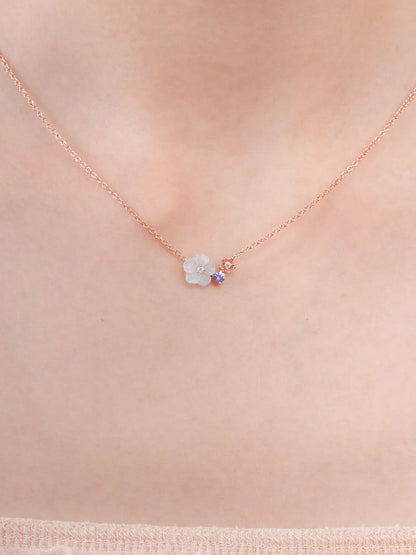 Blue Cluster Flower Necklace – Aquamarine & Tanzanite