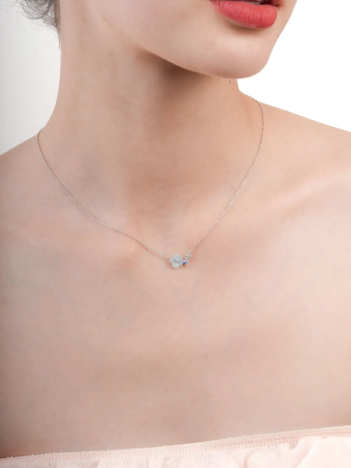 Blue Cluster Flower Necklace – Aquamarine & Tanzanite