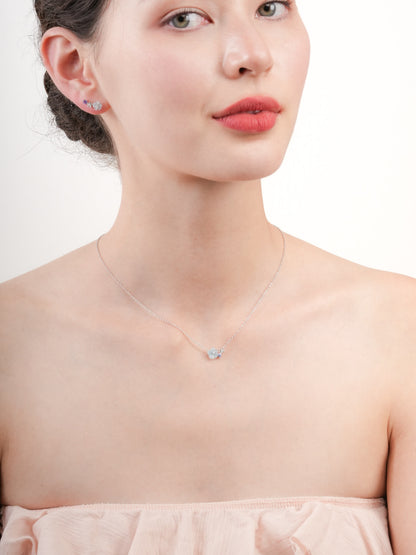 Blue Cluster Flower Necklace Aquamarine Tanzanite S925 Silver Rhodium (2) – Mondays Made Flower & Birthstone Jewelry Singapore