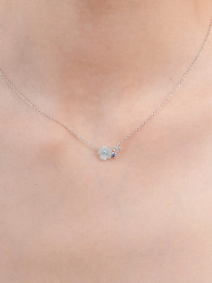 Blue Cluster Flower Necklace – Aquamarine & Tanzanite