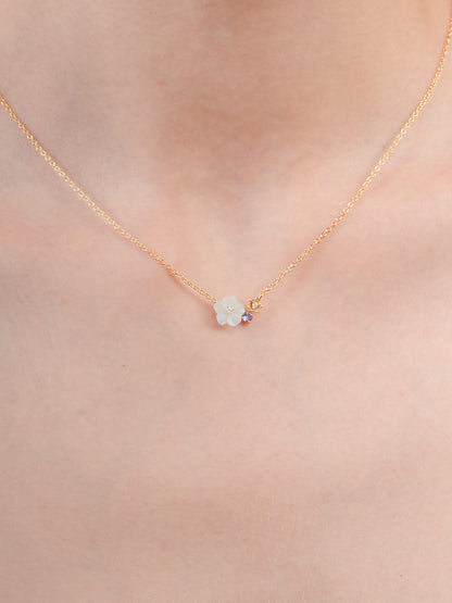 Blue Cluster Flower Necklace Aquamarine Tanzanite 18K Gold (1) – Mondays Made Flower & Birthstone Jewelry Singapore