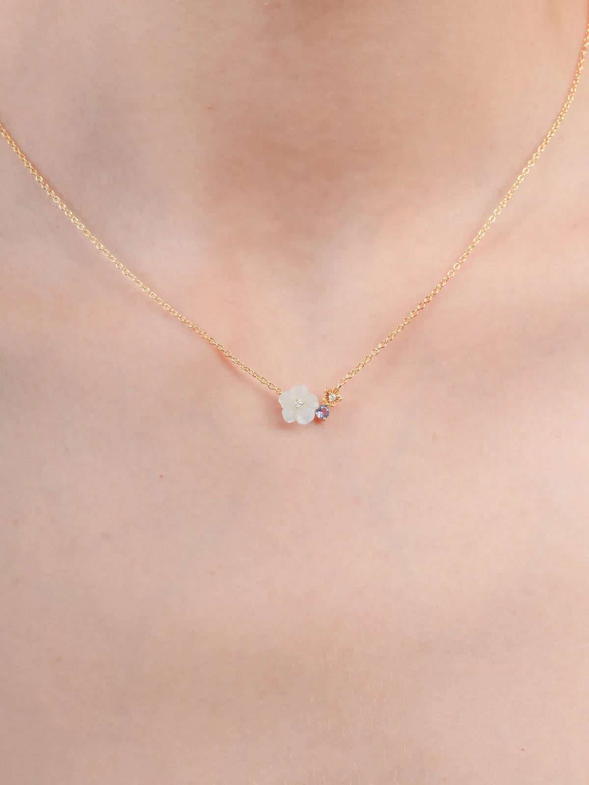 Blue Cluster Flower Necklace – Aquamarine & Tanzanite