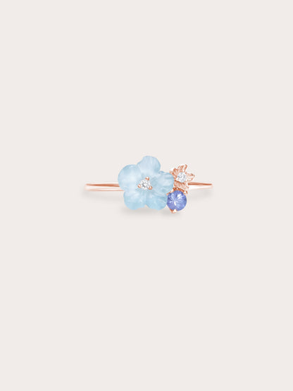 Blue Cluster Flower Ring 18K Rose Gold (1) – Mondays Made Flower & Birthstone Jewelry Singapore
