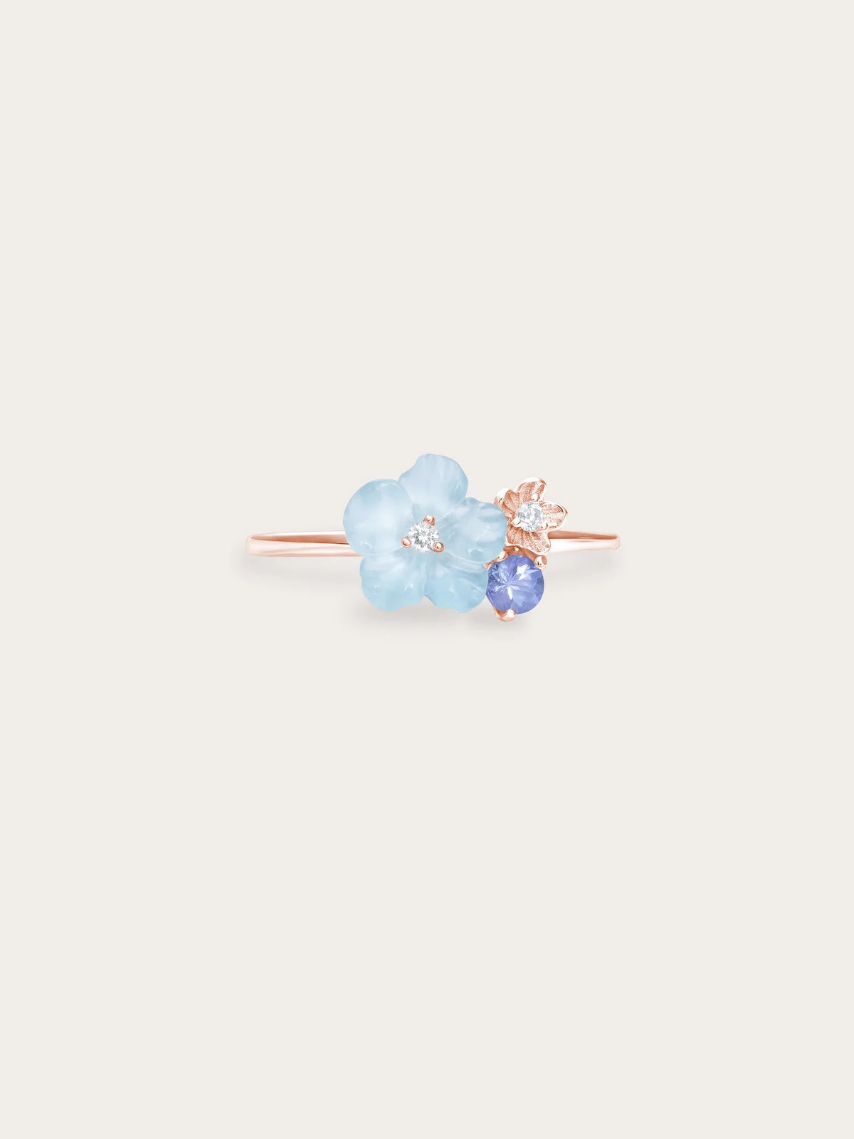 Blue Cluster Flower Ring – Aquamarine & Tanzanite