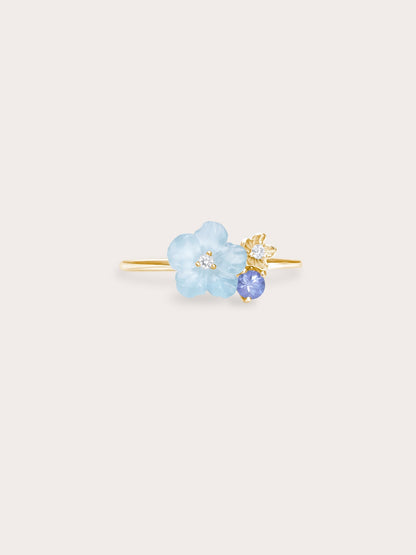 Blue Cluster Flower Ring 18K Gold (1) – Mondays Made Flower & Birthstone Jewelry Singapore