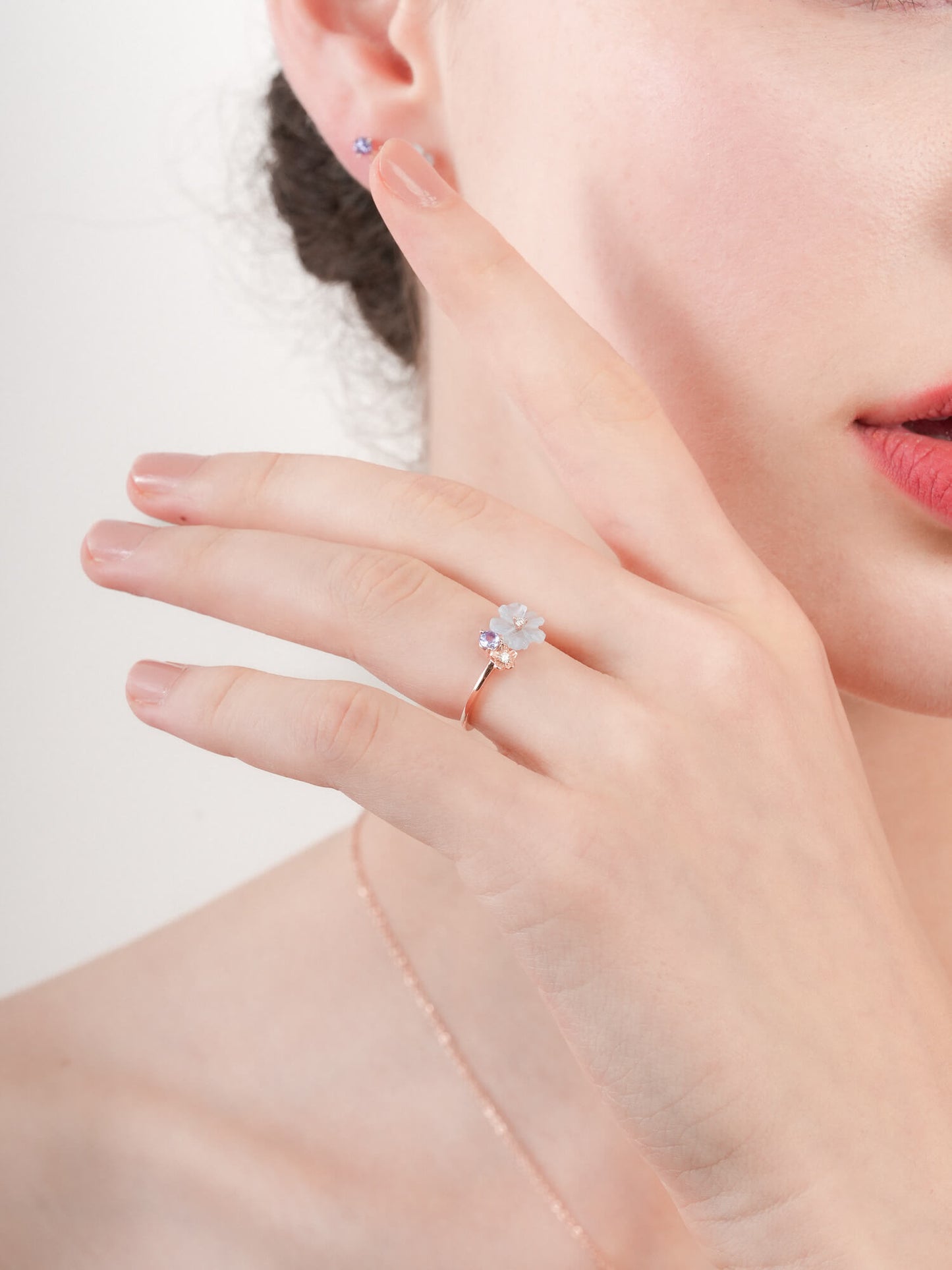 Blue Cluster Flower Ring – Aquamarine & Tanzanite