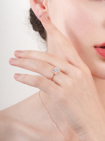 Blue Cluster Flower Ring Aquamarine Tanzanite 18K Rose Gold (1) – Mondays Made Flower & Birthstone Jewelry Singapore