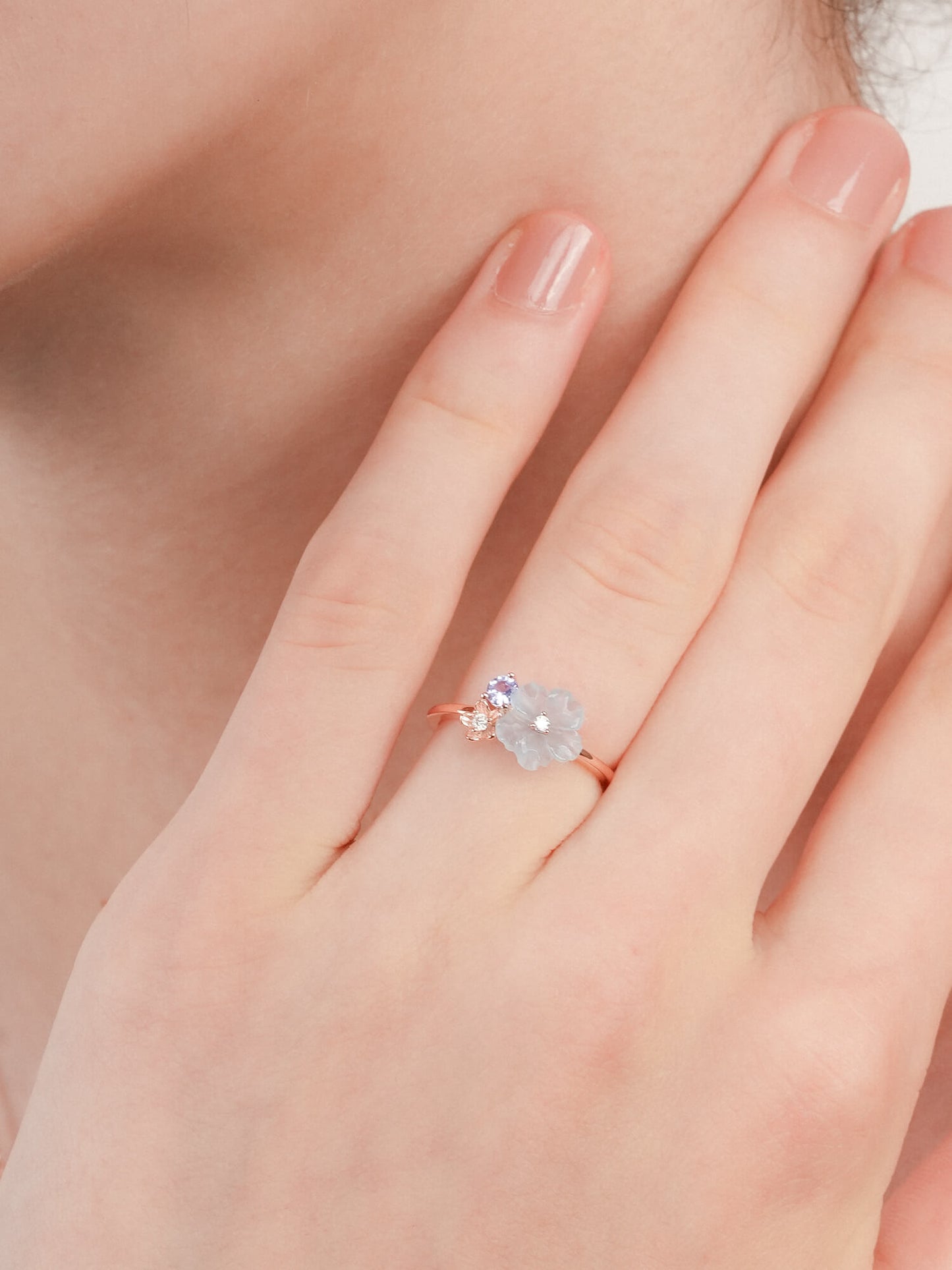 Blue Cluster Flower Ring – Aquamarine & Tanzanite