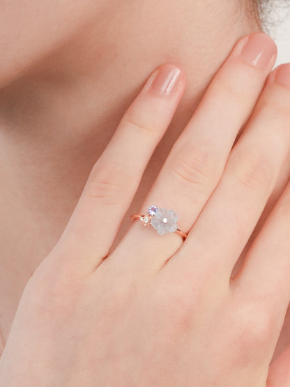 Blue Cluster Flower Ring Aquamarine Tanzanite 18K Rose Gold (3) – Mondays Made Flower & Birthstone Jewelry Singapore