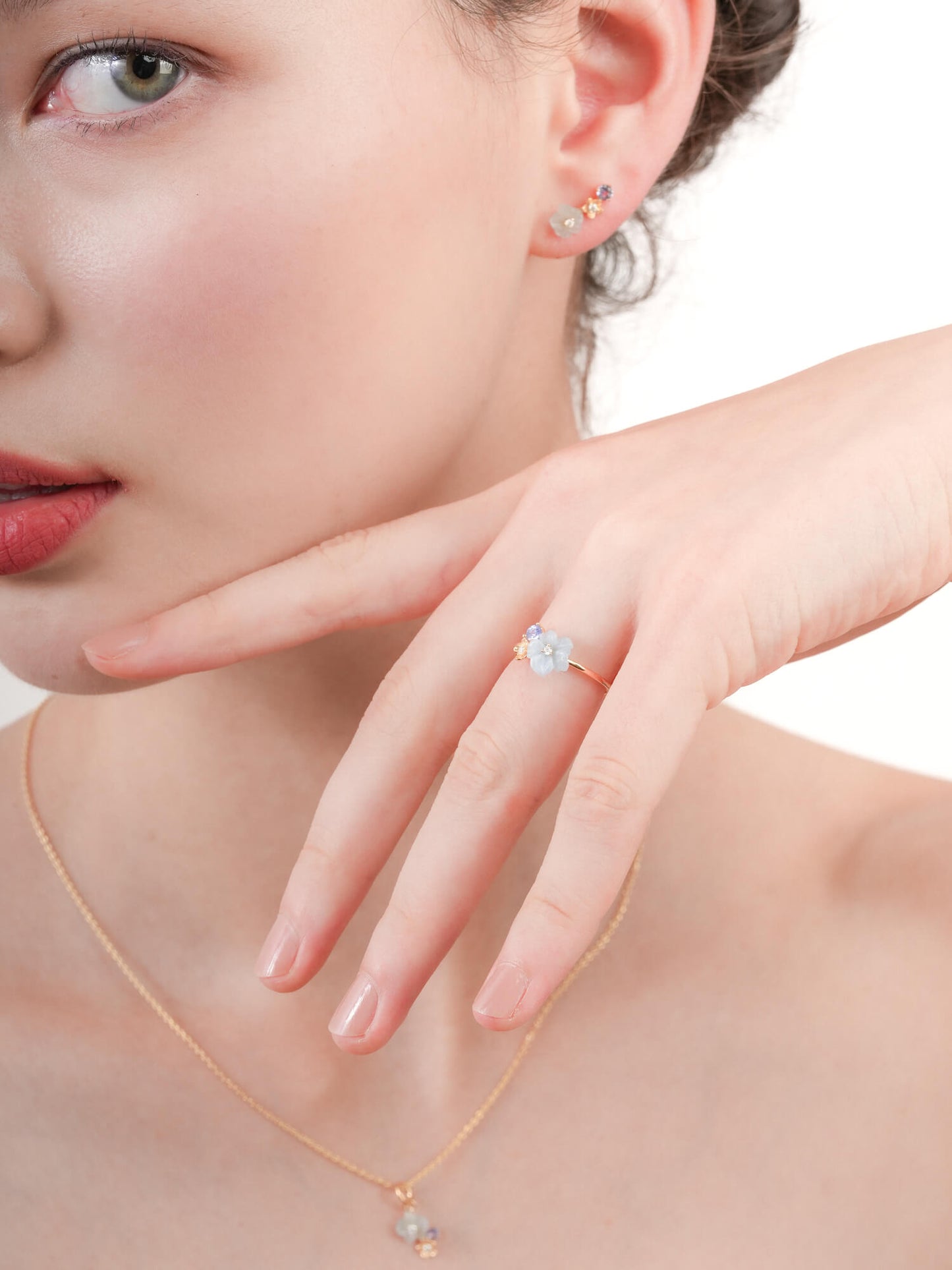 Blue Cluster Flower Ring – Aquamarine & Tanzanite