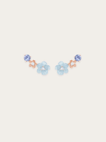 Blue Flower Climber Earrings – Aquamarine & Tanzanite
