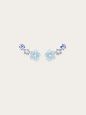 Blue Flower Climber Earrings – Aquamarine & Tanzanite