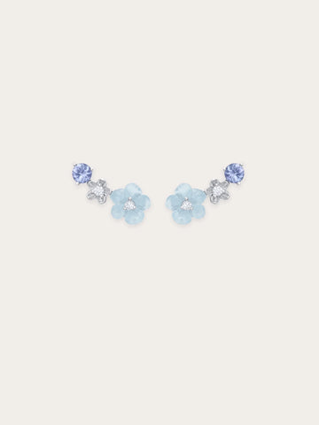 Blue Flower Climber Earrings – Aquamarine & Tanzanite