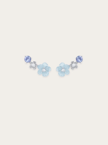 Blue Flower Climber Earrings – Aquamarine & Tanzanite