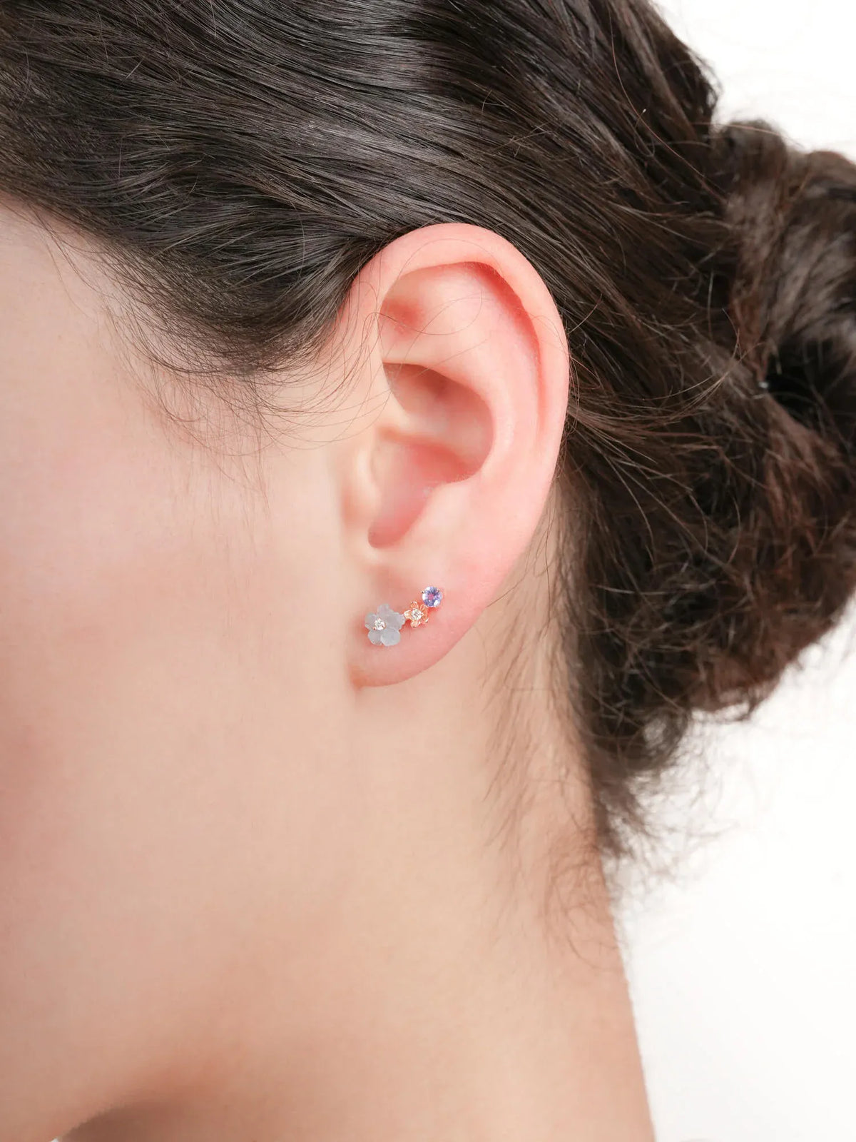Blue Flower Climber Earrings – Aquamarine & Tanzanite