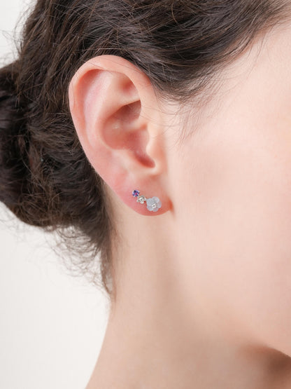 Blue Flower Climber Earrings Aquamarine Tanzanite S925 Silver Rhodium (1) – Mondays Made Flower & Birthstone Jewelry Singapore