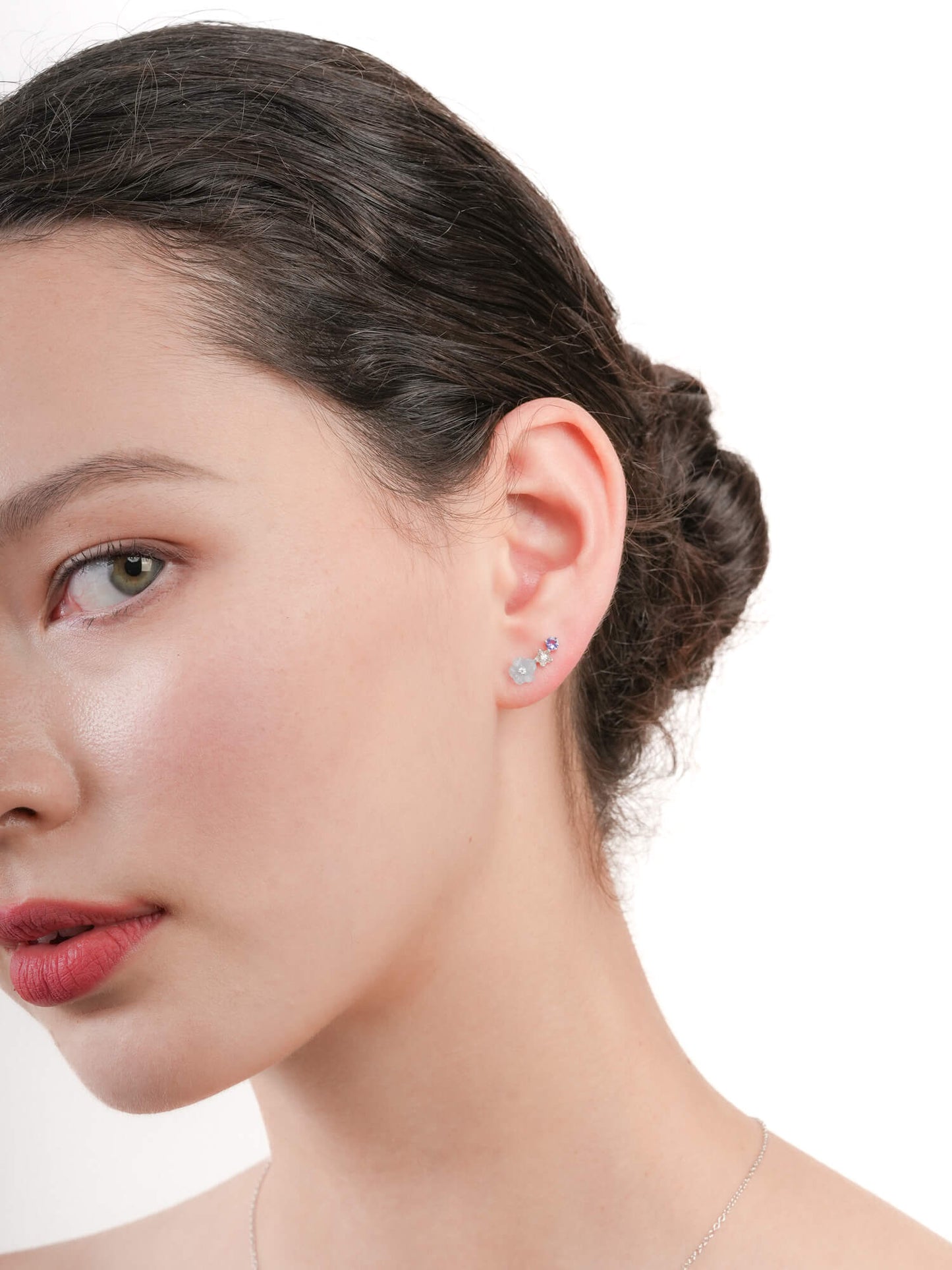 Blue Flower Climber Earrings – Aquamarine & Tanzanite