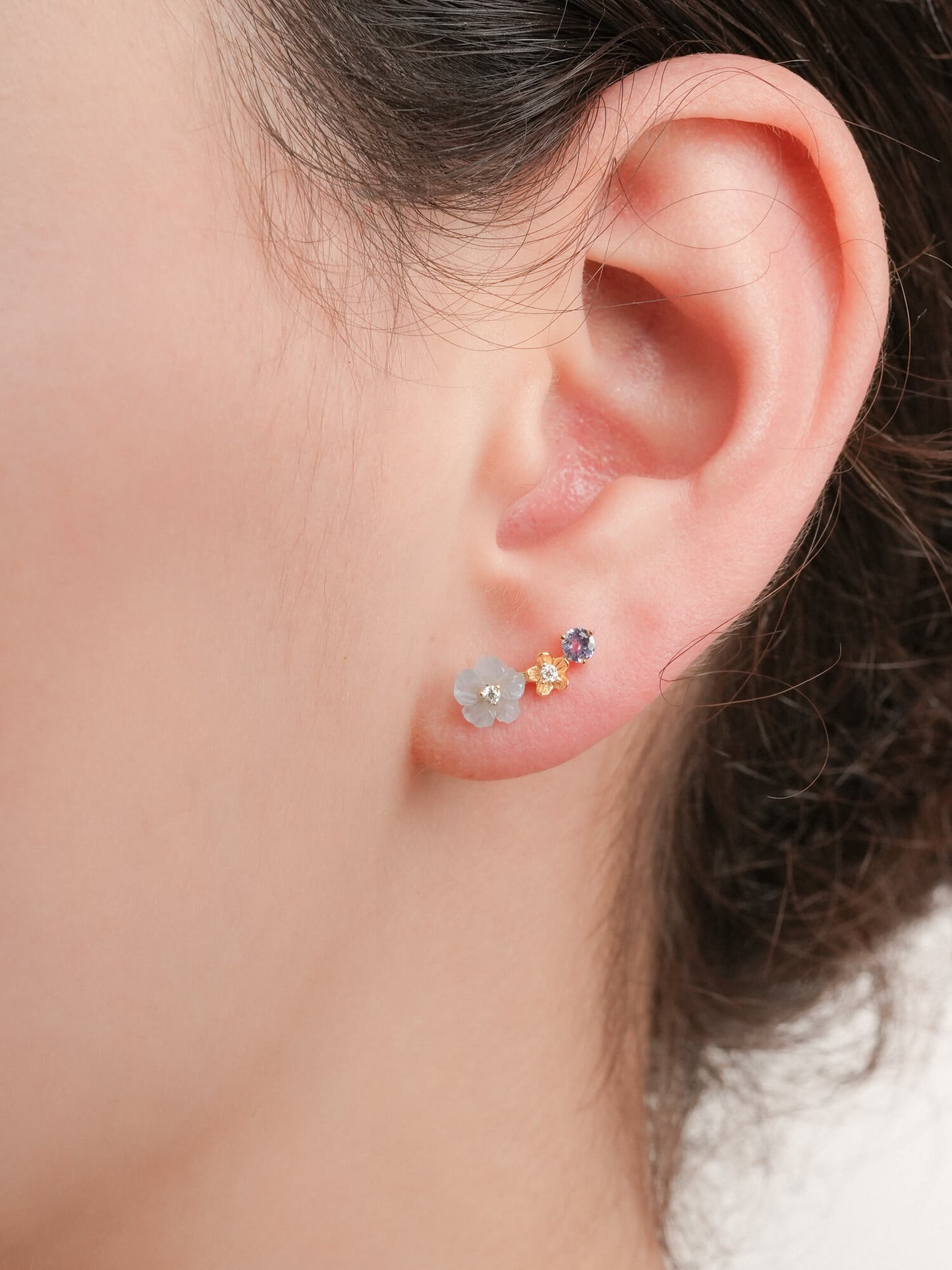 Blue Flower Climber Earrings – Aquamarine & Tanzanite