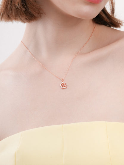Blue Flower Necklace Reversible Enamel Moissanite 18K Rose Gold (3) – Mondays Made Flower & Birthstone Jewelry Singapore