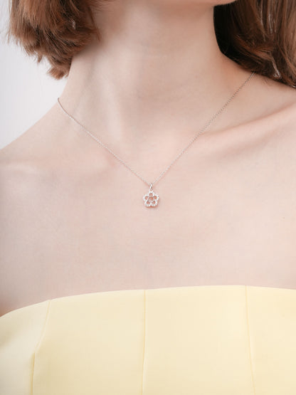 Blue Flower Necklace Reversible Enamel Moissanite S925 Silver Rhodium (3) – Mondays Made Flower & Birthstone Jewelry Singapore