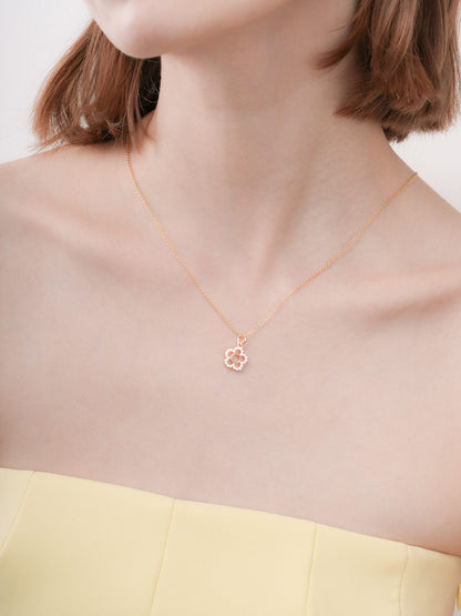 Blue Flower Necklace Reversible Enamel Moissanite 18K Gold (3) – Mondays Made Flower & Birthstone Jewelry Singapore