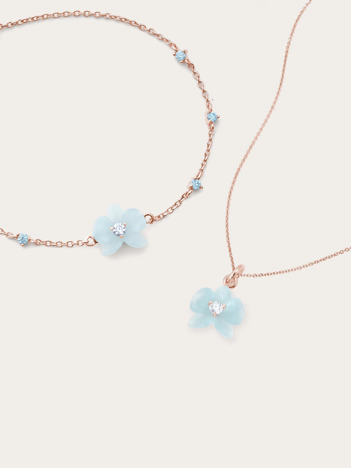 Sky Blue Orchid Necklace and Bracelet Set