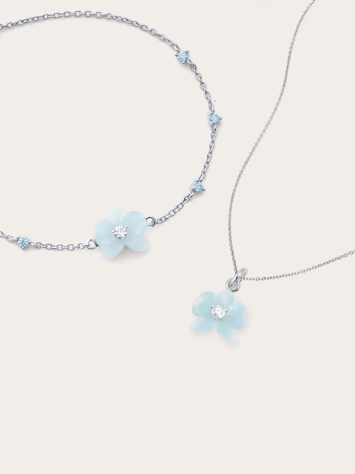 Sky Blue Orchid Necklace and Bracelet Set
