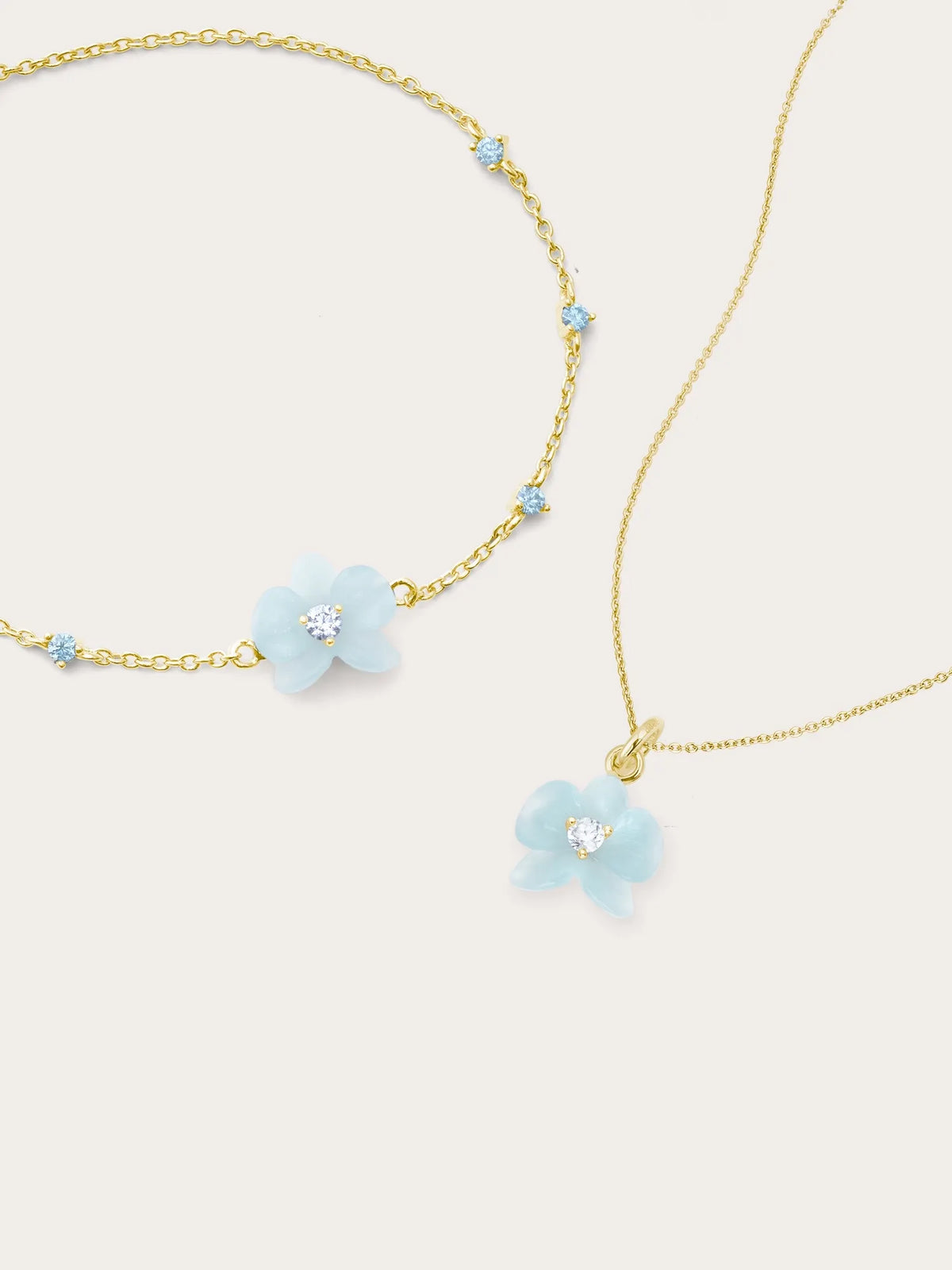 Sky Blue Orchid Necklace and Bracelet Set