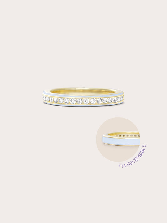 Blue Enamel Moissanite Band - Reversible