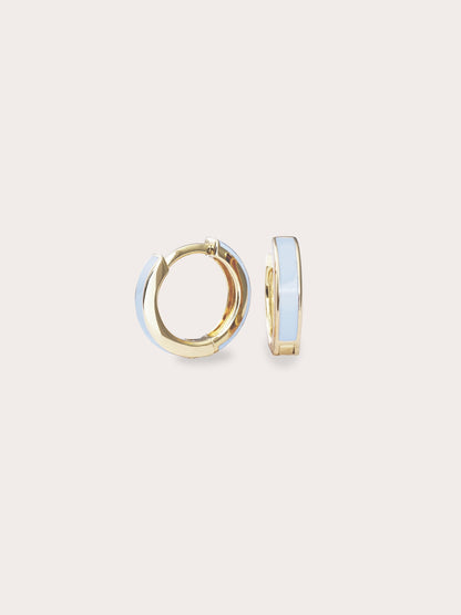 Blue Enamel Moissanite Huggie Earrings Reversible (6) – Mondays Made Flower & Birthstone Jewelry Singapore