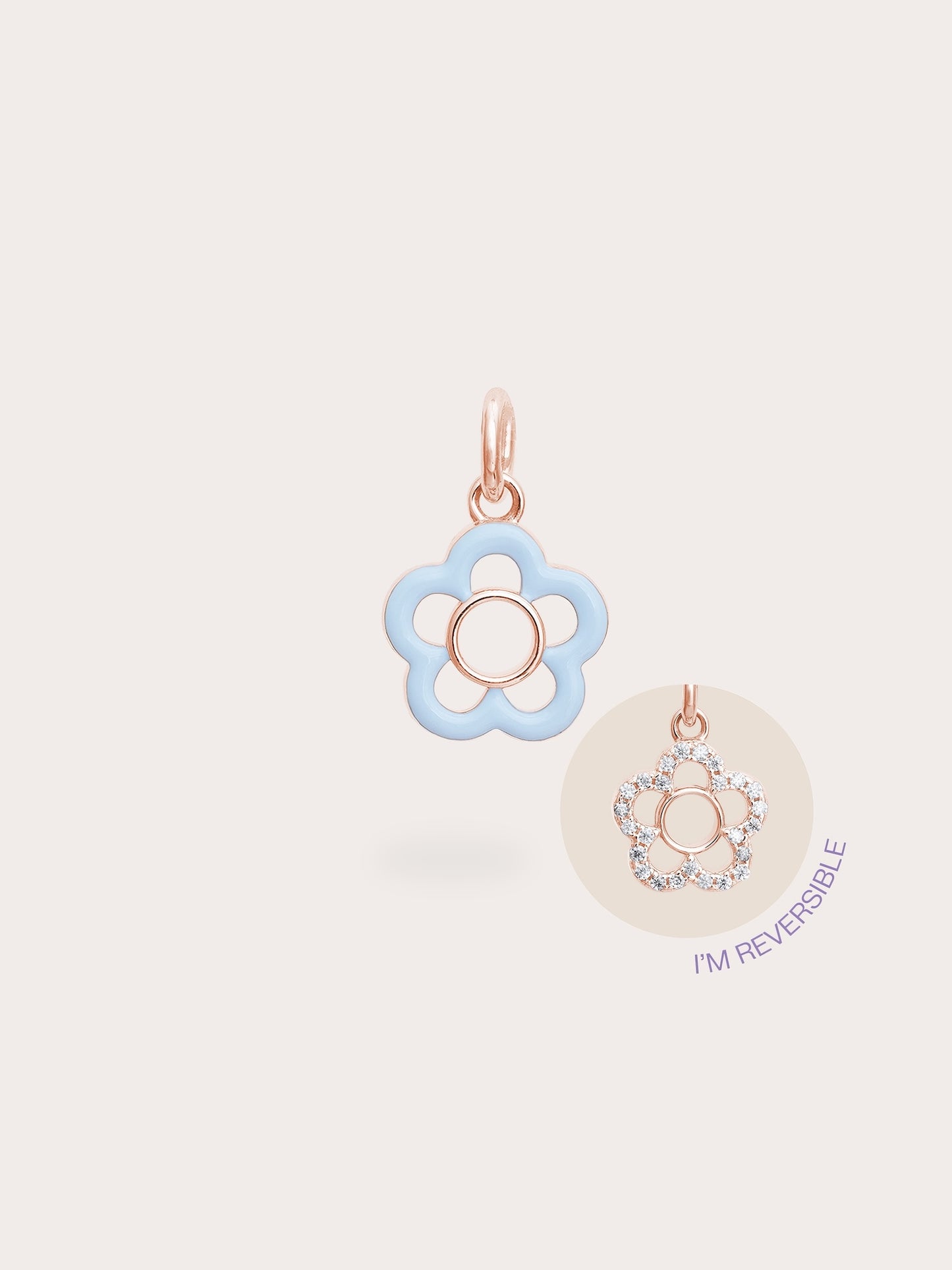 Blue Flower Charm - Reversible Enamel Moissanite