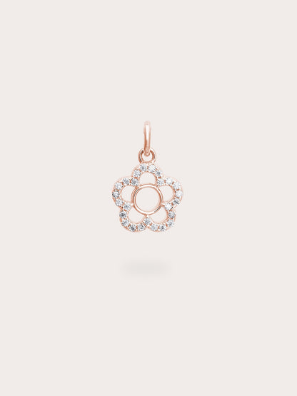 Blue Flower Charm Reversible Enamel Moissanite 18K Rose Gold (4) – Mondays Made Flower & Birthstone Jewelry Singapore