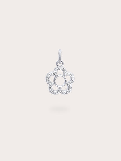 Blue Flower Charm Reversible Enamel Moissanite S925 Silver Rhodium (4) – Mondays Made Flower & Birthstone Jewelry Singapore