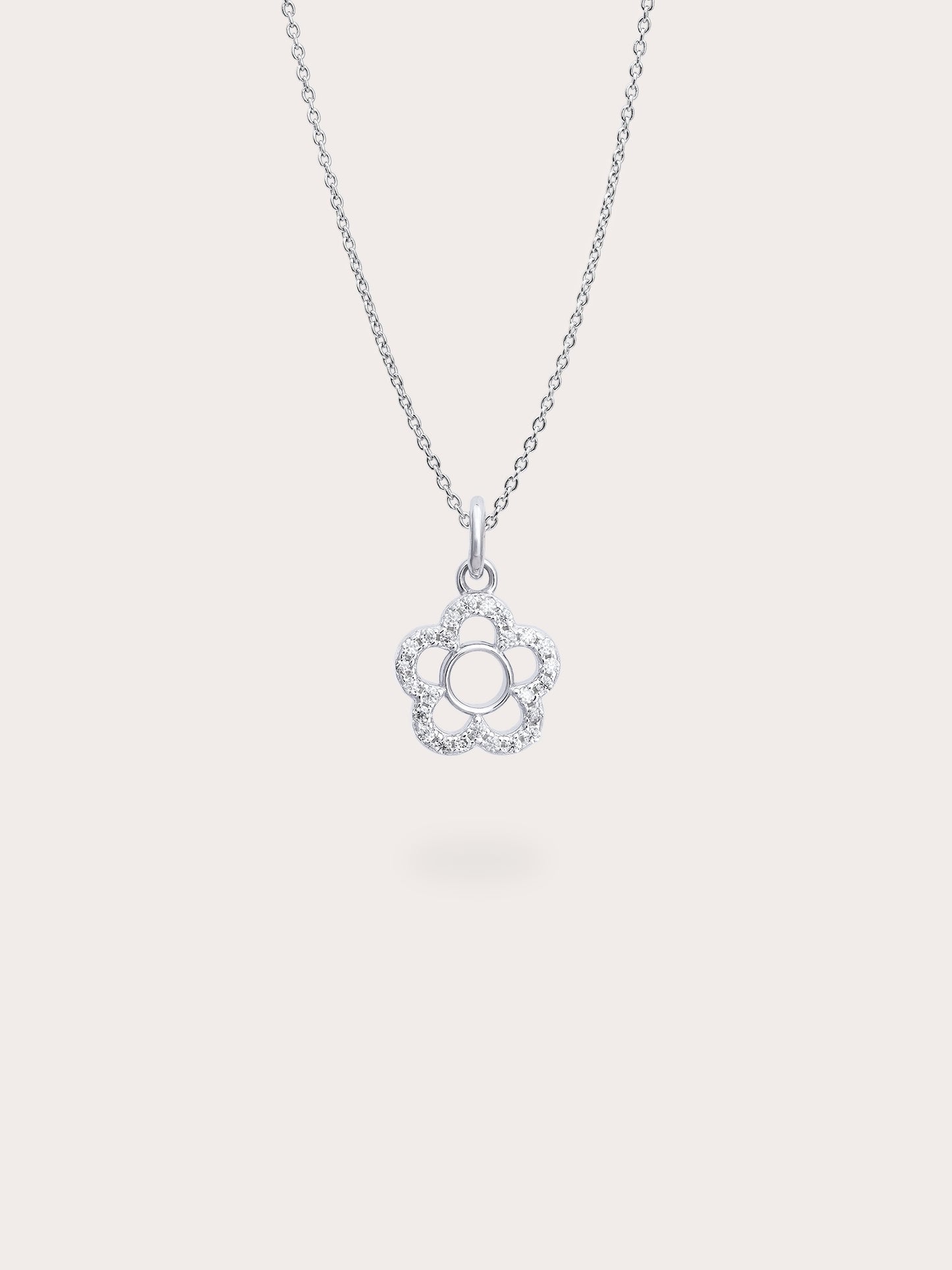 Blue Flower Necklace - Reversible Enamel Moissanite