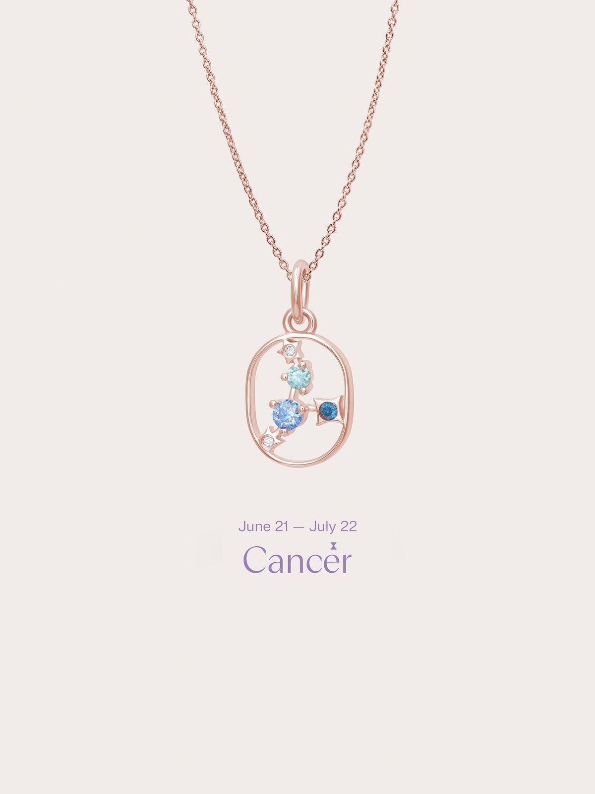 Cancer Necklace 18K Rose Gold (1) – Mondays Made Flower & Birthstone Jewelry Singapore
