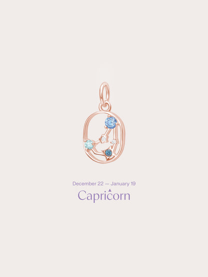 Capricorn Charm 18K Rose Gold (1) – Mondays Made Flower & Birthstone Jewelry Singapore