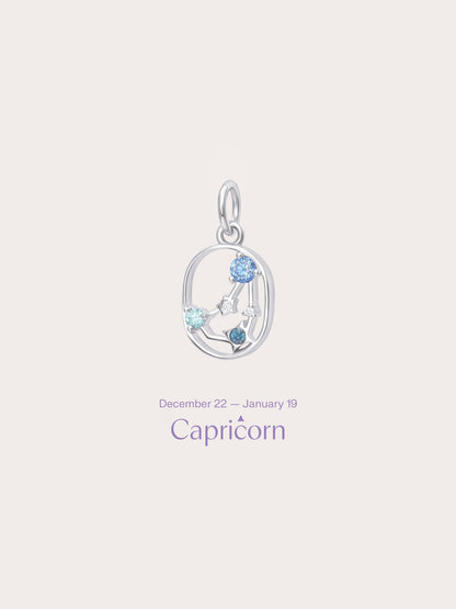 Capricorn Charm S925 Silver Rhodium (1) – Mondays Made Flower & Birthstone Jewelry Singapore