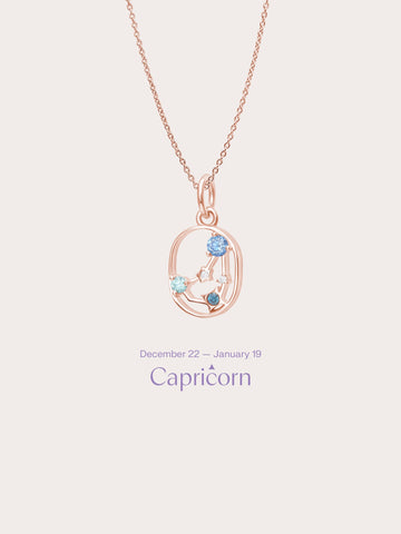 Capricorn Necklace 18K Rose Gold (1) – Mondays Made Flower & Birthstone Jewelry Singapore