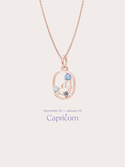 Capricorn Necklace 18K Rose Gold (1) – Mondays Made Flower & Birthstone Jewelry Singapore