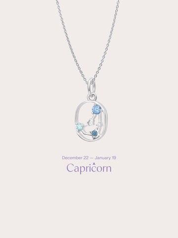 Capricorn Necklace S925 Silver Rhodium (1) – Mondays Made Flower & Birthstone Jewelry Singapore
