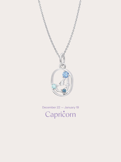 Capricorn Necklace S925 Silver Rhodium (1) – Mondays Made Flower & Birthstone Jewelry Singapore