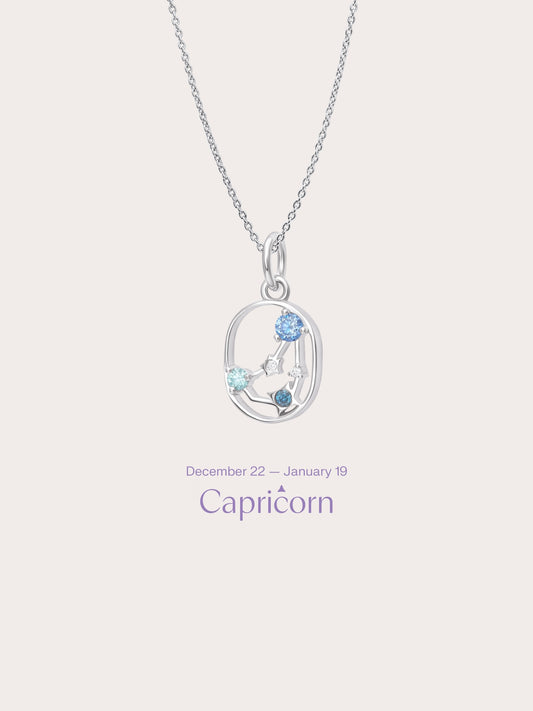 Capricorn Necklace S925 Silver Rhodium (1) – Mondays Made Flower & Birthstone Jewelry Singapore