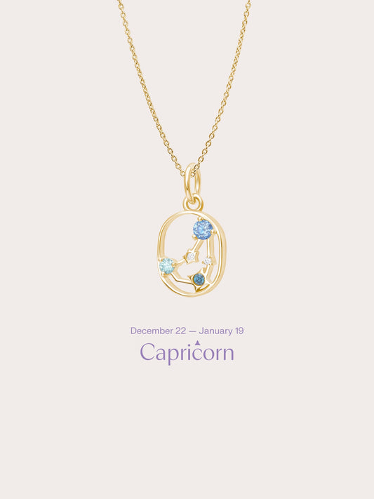 Capricorn Necklace 18K Gold (1) – Mondays Made Flower & Birthstone Jewelry Singapore