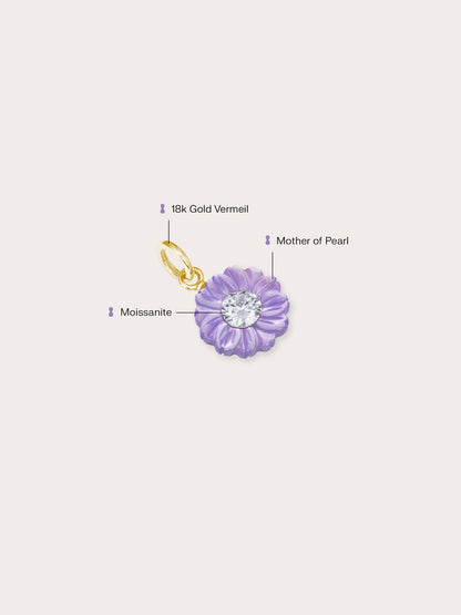Carved Aster Charm 18K Gold (1) – Mondays Made Flower & Birthstone Jewelry Singapore