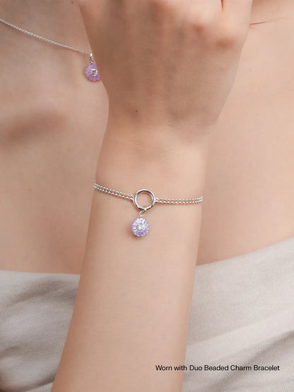 Carved Aster Charm Worn With S925 Silver Rhodium – Mondays Made Flower & Birthstone Jewelry Singapore