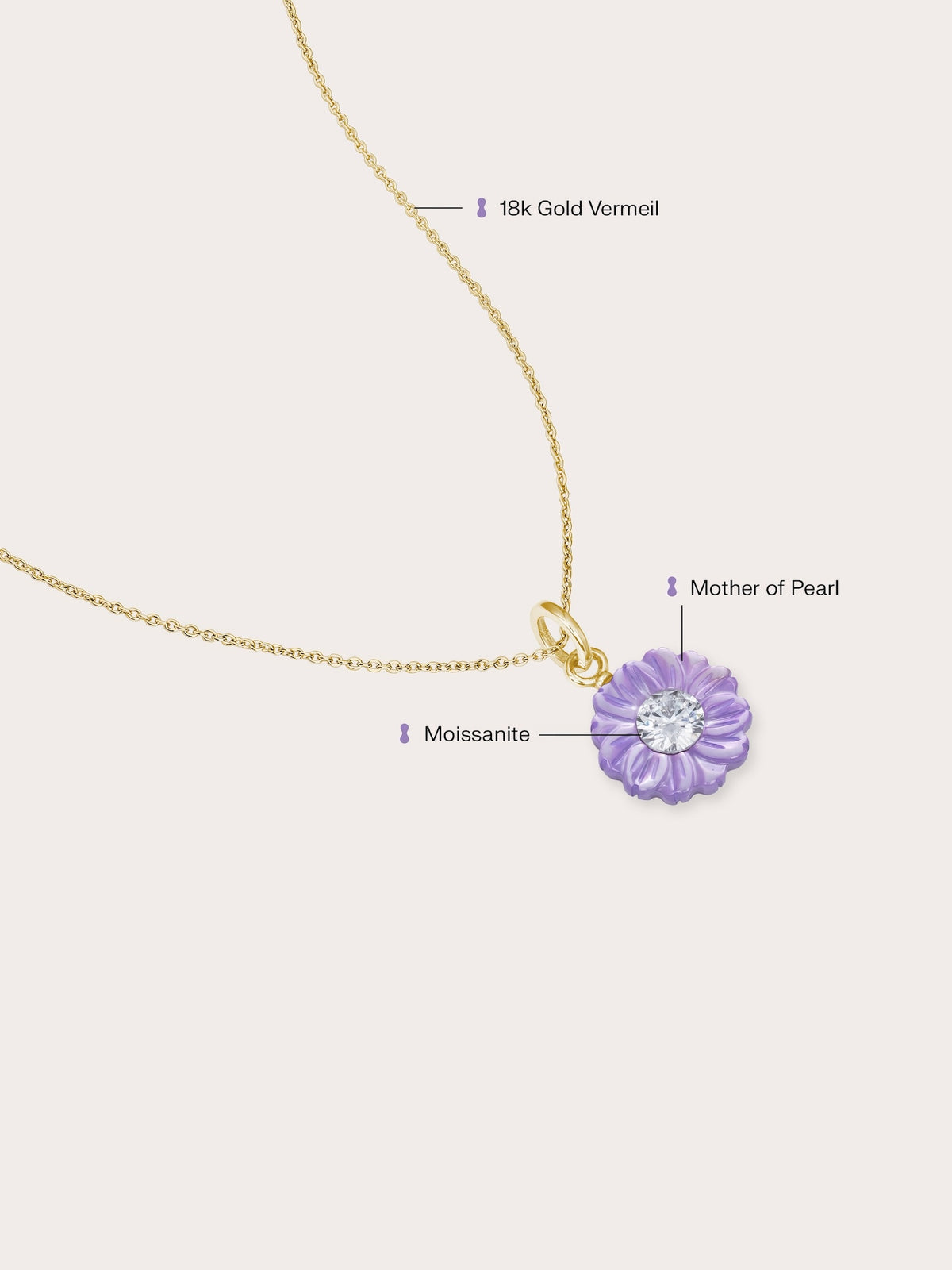 Carved Aster Necklace 18K Gold (1) – Mondays Made Flower & Birthstone Jewelry Singapore