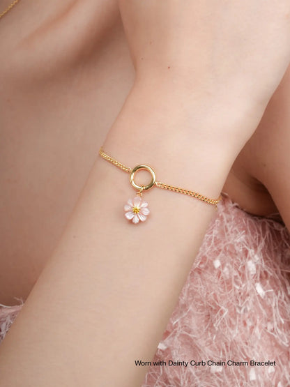 Carved Cosmos Charm Worn With 18K Gold – Mondays Made Flower & Birthstone Jewelry Singapore