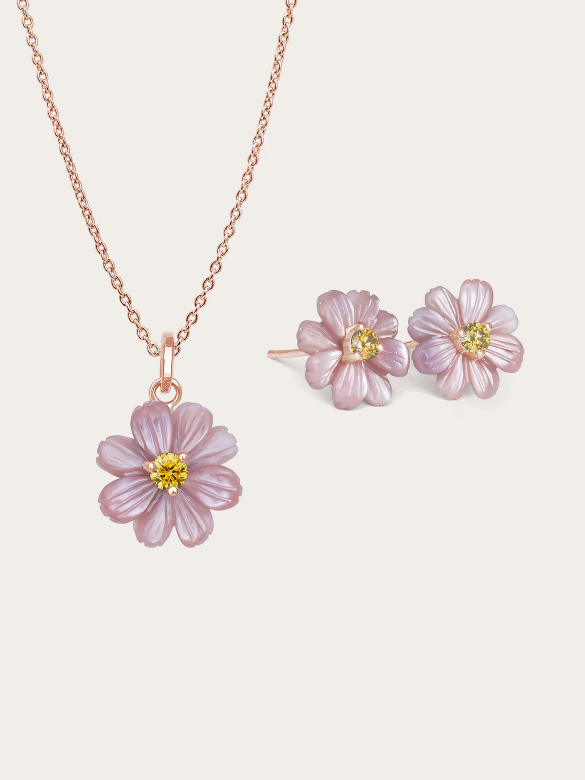 Carved Cosmos Necklace and Earrings Set